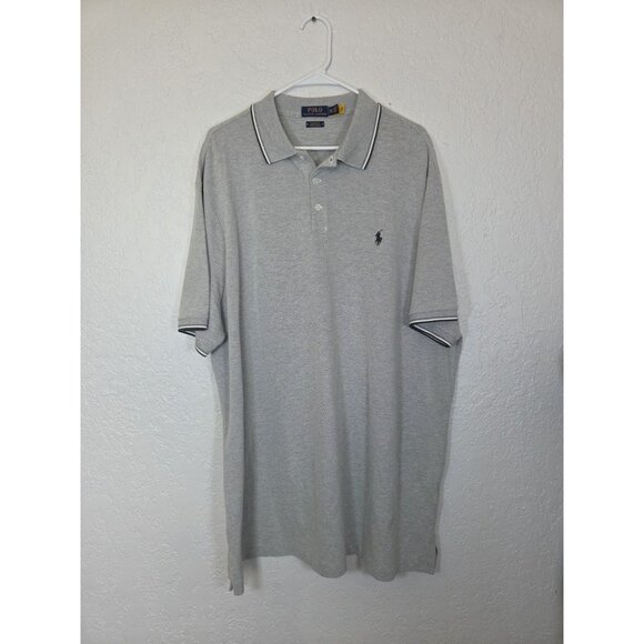 Polo Ralph Lauren Polo Shirt Mens 2XL Gray Stretch Mesh Big Pony Classic Fit - Picture 1 of 7